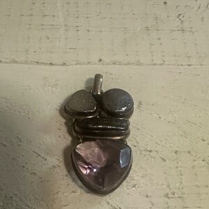 Elegant Sterling Silver 925 and Purple Pendant Necklace
